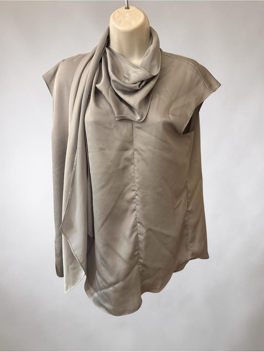 Chico's Light Gray Sleeveless Top with Scarf Neck